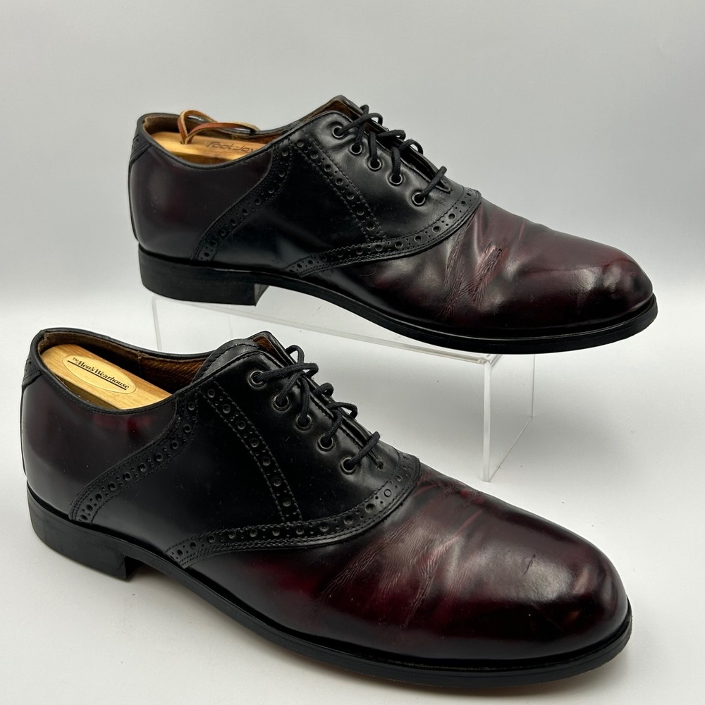 VTG Johnston & Murphy Passport Two-Tone Saddle Oxfords Italy 10M Live Oak Soles